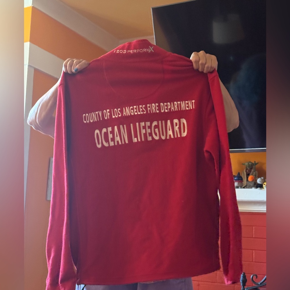 Vintage Izod LAFD lifeguard fleece Med